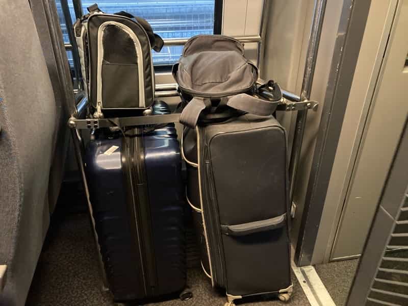 スイス　電車　スーツケース　犬